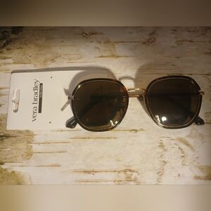 NWT Vera Bradley "Lawrence" Brown Gold Trim & Coastal Wildflowers Sunglasses